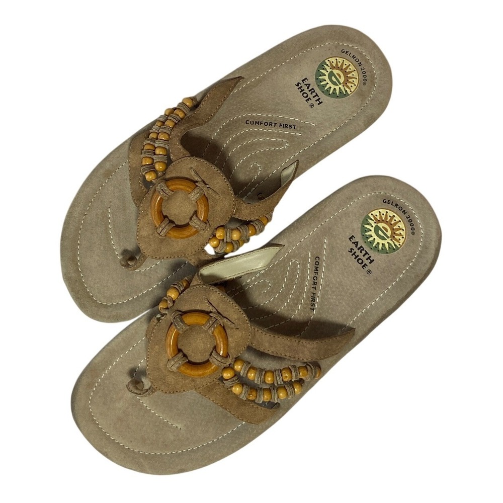 Earth Shoe Gelron Sandals Women's 10 Logan Slip On Flip Flops, Boho Hippie‎